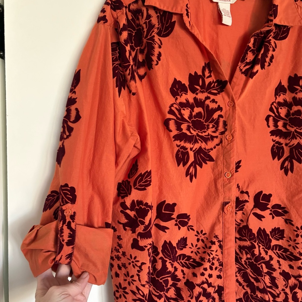 Sundance Catalog Velvet Vignette Floral Blouse Shirt Sz L - Picture 4 of 6